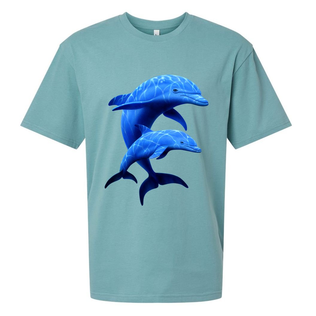 Mama And Baby Dolphin Sueded Cloud Jersey T-Shirt