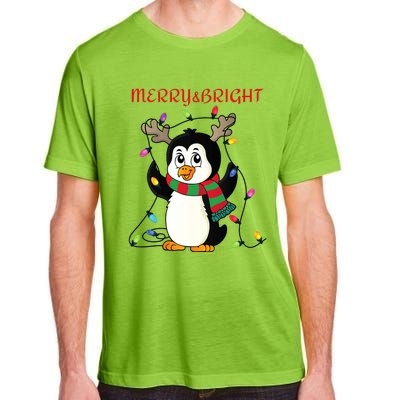 Merry And Bright . Merry And Bright Christmas Penguin Adult ChromaSoft Performance T-Shirt