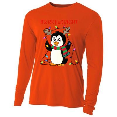 Merry And Bright . Merry And Bright Christmas Penguin Cooling Performance Long Sleeve Crew