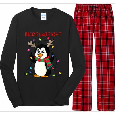 Merry And Bright . Merry And Bright Christmas Penguin Long Sleeve Pajama Set