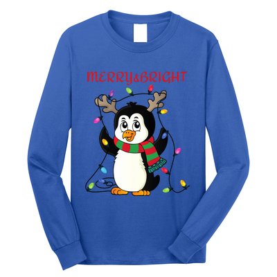 Merry And Bright . Merry And Bright Christmas Penguin Long Sleeve Shirt