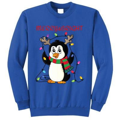 Merry And Bright . Merry And Bright Christmas Penguin Sweatshirt