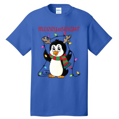 Merry And Bright . Merry And Bright Christmas Penguin Tall T-Shirt