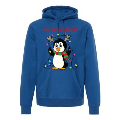 Merry And Bright . Merry And Bright Christmas Penguin Premium Hoodie