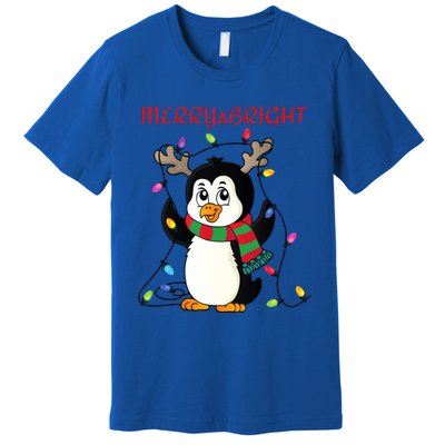 Merry And Bright . Merry And Bright Christmas Penguin Premium T-Shirt