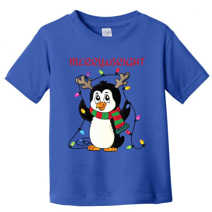 Merry And Bright . Merry And Bright Christmas Penguin Toddler T-Shirt