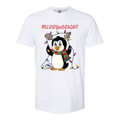 Merry And Bright . Merry And Bright Christmas Penguin Softstyle CVC T-Shirt