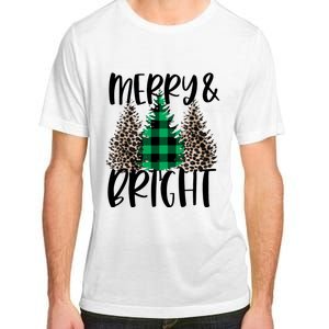 Merry And Bright Christmas Leopard Print Tree Buffalo Plaid Adult ChromaSoft Performance T-Shirt