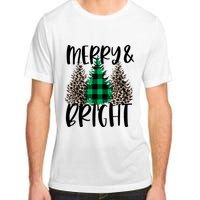 Merry And Bright Christmas Leopard Print Tree Buffalo Plaid Adult ChromaSoft Performance T-Shirt