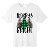 Merry And Bright Christmas Leopard Print Tree Buffalo Plaid Tall Fusion ChromaSoft Performance T-Shirt