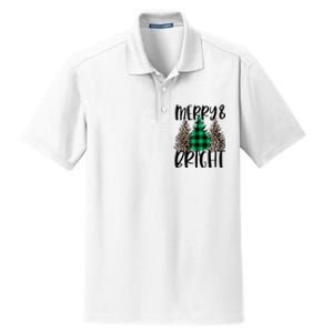 Merry And Bright Christmas Leopard Print Tree Buffalo Plaid Dry Zone Grid Polo