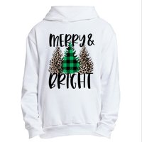 Merry And Bright Christmas Leopard Print Tree Buffalo Plaid Urban Pullover Hoodie