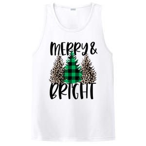 Merry And Bright Christmas Leopard Print Tree Buffalo Plaid PosiCharge Competitor Tank