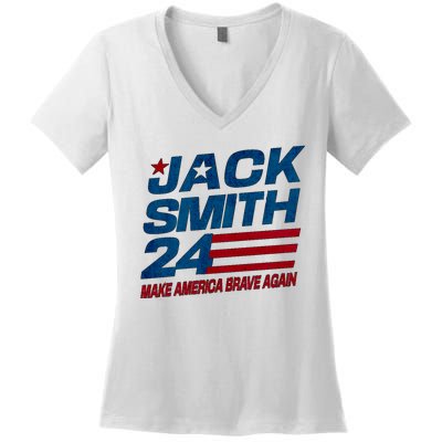 Make America Brave Again Jack Smith Fan Club 2024 Women's V-Neck T-Shirt