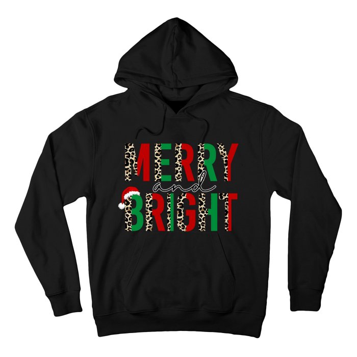 Merry And Bright Christmas Leopard Santa Hoodie