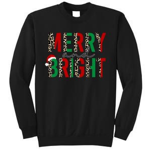 Merry And Bright Christmas Leopard Santa Sweatshirt