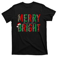 Merry And Bright Christmas Leopard Santa T-Shirt