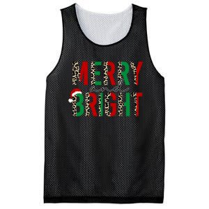 Merry And Bright Christmas Leopard Santa Mesh Reversible Basketball Jersey Tank