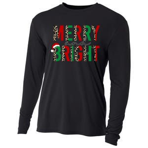 Merry And Bright Christmas Leopard Santa Cooling Performance Long Sleeve Crew