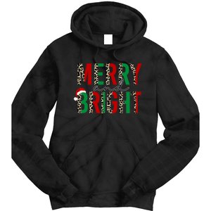 Merry And Bright Christmas Leopard Santa Tie Dye Hoodie