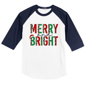 Merry And Bright Christmas Leopard Santa Baseball Sleeve Shirt