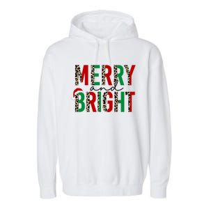 Merry And Bright Christmas Leopard Santa Garment-Dyed Fleece Hoodie