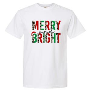 Merry And Bright Christmas Leopard Santa Garment-Dyed Heavyweight T-Shirt