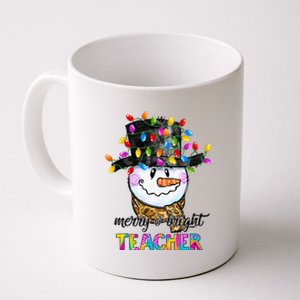 Merry And Bright Teacher Snowman Christmas Light Funny Coffee Mug