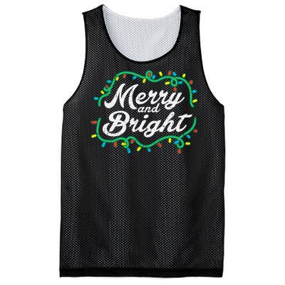 Merry And Bright Christmas Lights Cute Xmas Mesh Reversible Basketball Jersey Tank