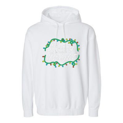 Merry And Bright Christmas Lights Cute Xmas Garment-Dyed Fleece Hoodie