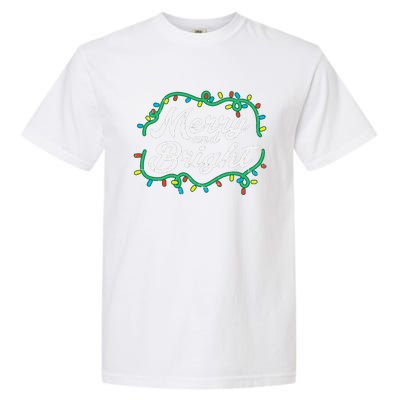 Merry And Bright Christmas Lights Cute Xmas Garment-Dyed Heavyweight T-Shirt