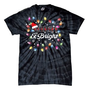 Merry And Bright Christmas Lights Family Festive Tie-Dye T-Shirt