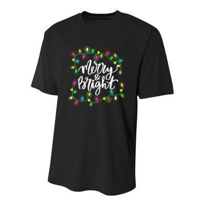 Merry And Bright Christmas Lights Youth Performance Sprint T-Shirt