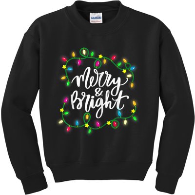 Merry And Bright Christmas Lights Kids Sweatshirt