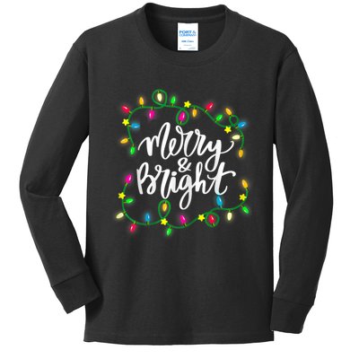 Merry And Bright Christmas Lights Kids Long Sleeve Shirt