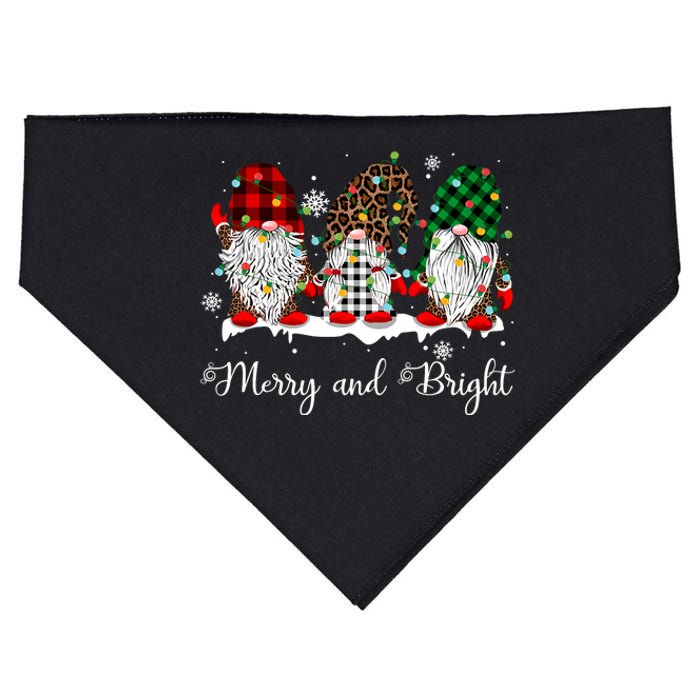 Merry And Bright Three Gnomes Christmas Lights Xmas Gift USA-Made Doggie Bandana