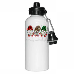 Merry And Bright Three Gnomes Christmas Lights Xmas Gift Aluminum Water Bottle