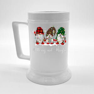 Merry And Bright Three Gnomes Christmas Lights Xmas Gift Beer Stein