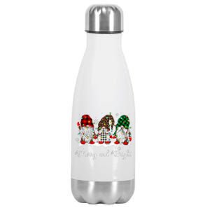 Merry And Bright Three Gnomes Christmas Lights Xmas Gift Stainless Steel Insulated Water Bottle