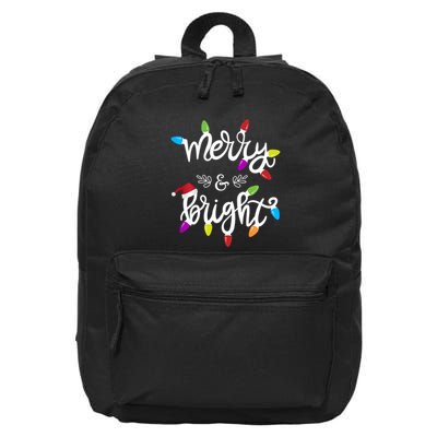 Merry And Bright Christmas Lights Funny Gift Long Sleeve 16 in Basic Backpack