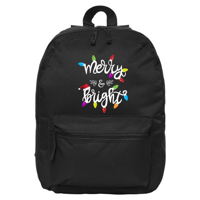 Merry And Bright Christmas Lights Funny Gift Long Sleeve 16 in Basic Backpack