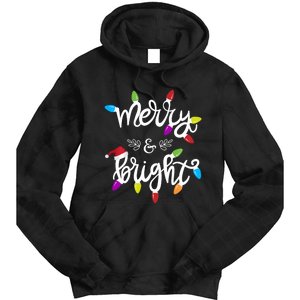 Merry And Bright Christmas Lights Funny Gift Long Sleeve Tie Dye Hoodie