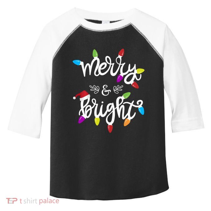 Merry And Bright Christmas Lights Funny Gift Long Sleeve Toddler Fine Jersey T-Shirt