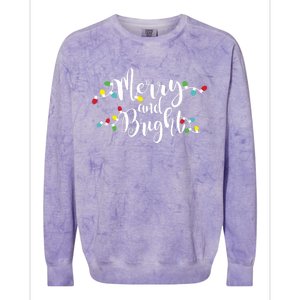 Merry And Bright Christmas Lights Gift Long Sleeve Colorblast Crewneck Sweatshirt