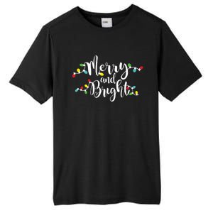 Merry And Bright Christmas Lights Gift Long Sleeve Tall Fusion ChromaSoft Performance T-Shirt