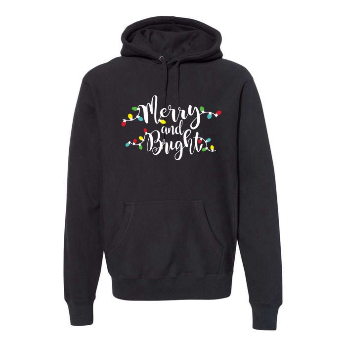 Merry And Bright Christmas Lights Gift Long Sleeve Premium Hoodie