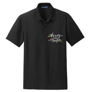 Merry And Bright Christmas Lights Gift Long Sleeve Dry Zone Grid Polo