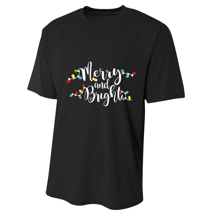 Merry And Bright Christmas Lights Gift Long Sleeve Performance Sprint T-Shirt