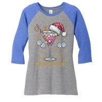 Merry And Bright Christmas Martini Cocktail Santa Hat Xmas Meaningful Gift Women's Tri-Blend 3/4-Sleeve Raglan Shirt