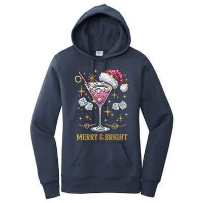 Merry And Bright Christmas Martini Cocktail Santa Hat Xmas Meaningful Gift Women's Pullover Hoodie